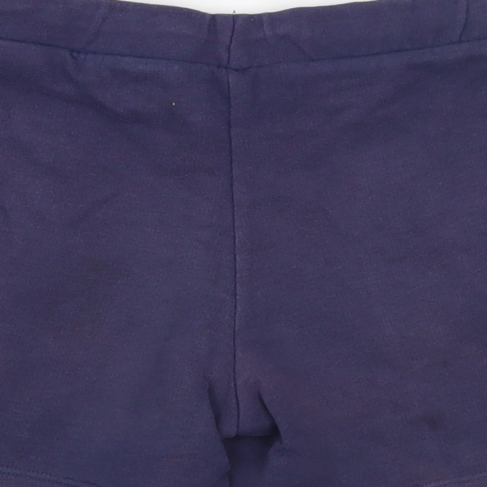 Marks and Spencer Girls Blue Cotton Sweat Shorts Size 5-6 Years Regular Drawstring