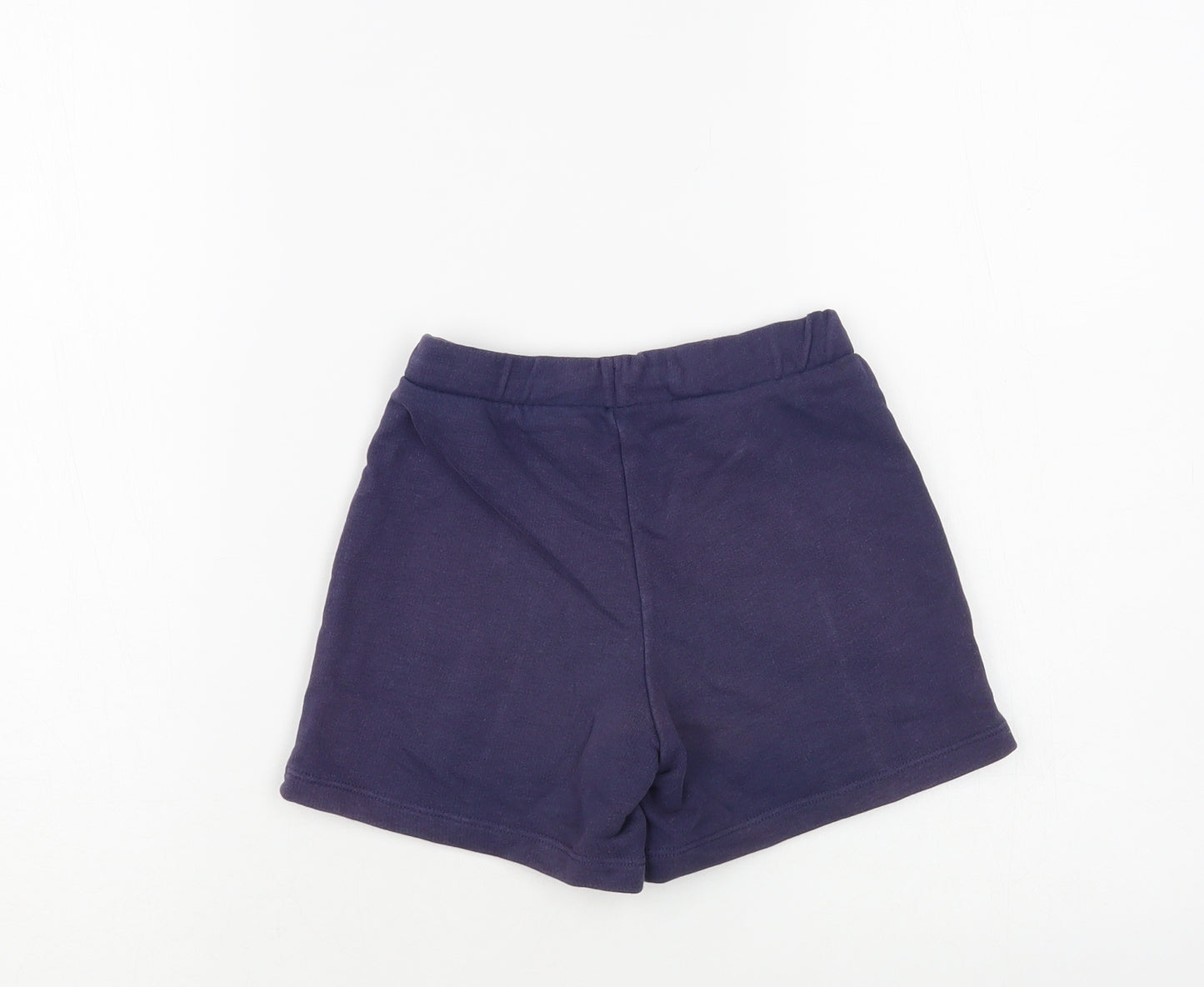 Marks and Spencer Girls Blue Cotton Sweat Shorts Size 4-5 Years Regular Drawstring