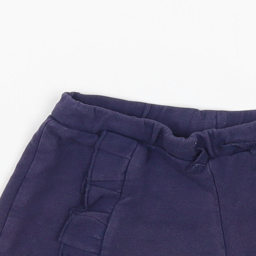Marks and Spencer Girls Blue Cotton Sweat Shorts Size 4-5 Years Regular Drawstring