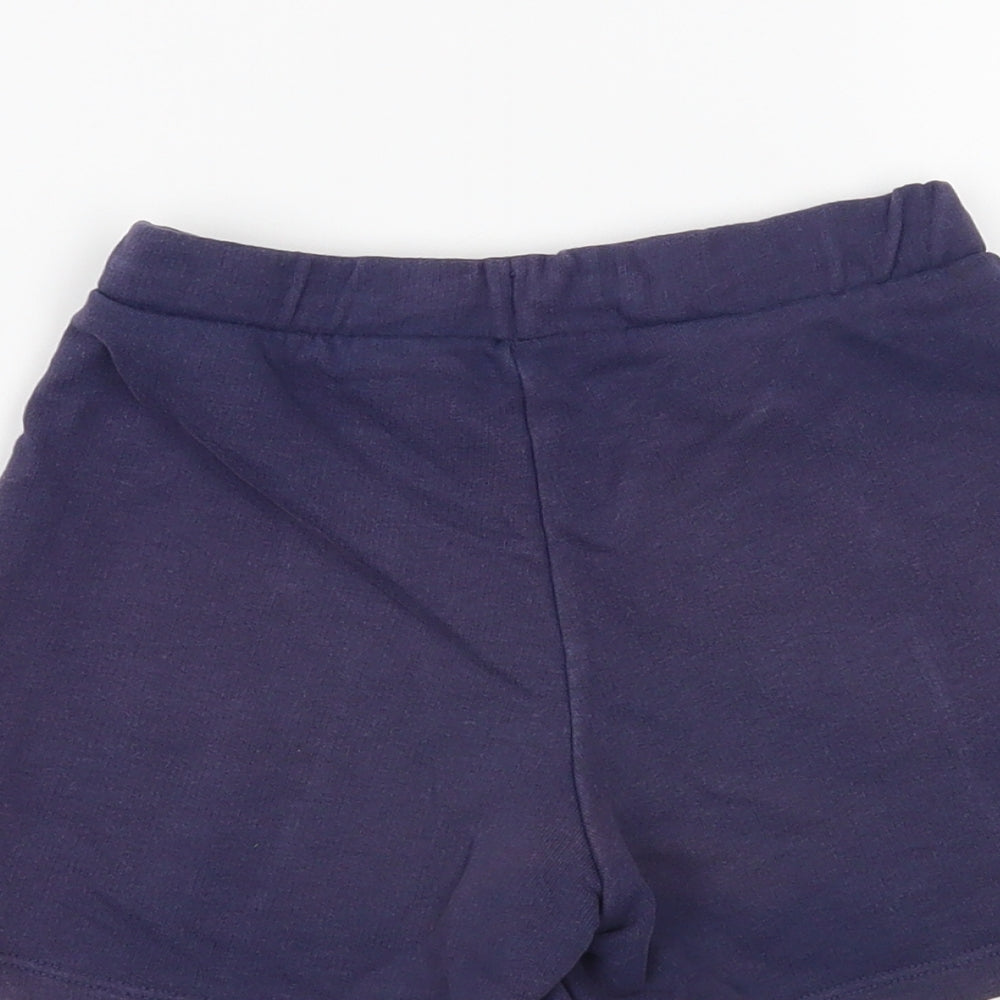 Marks and Spencer Girls Blue Cotton Sweat Shorts Size 4-5 Years Regular Drawstring