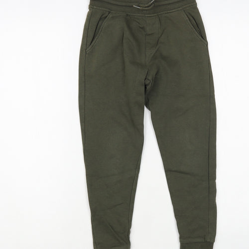 George Boys Green Cotton Jogger Trousers Size 7-8 Years Regular Drawstring