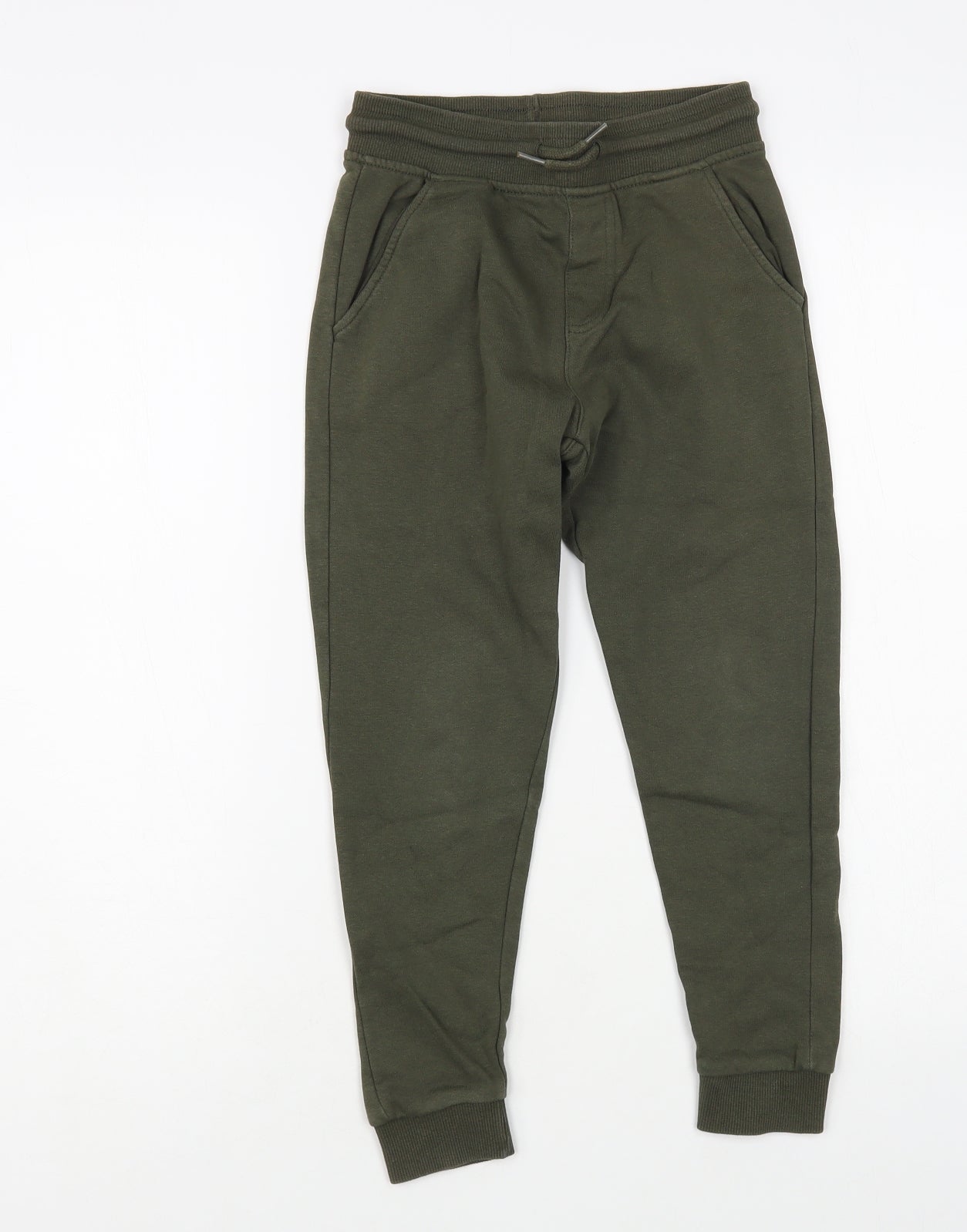 George Boys Green Cotton Jogger Trousers Size 7-8 Years Regular Drawstring