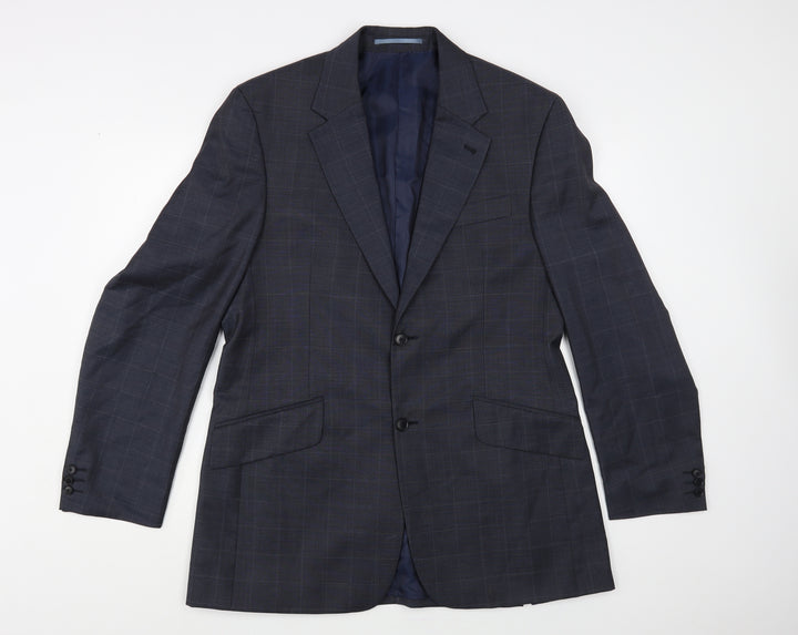 NEXT Mens Grey Check Wool Jacket Blazer Size 42