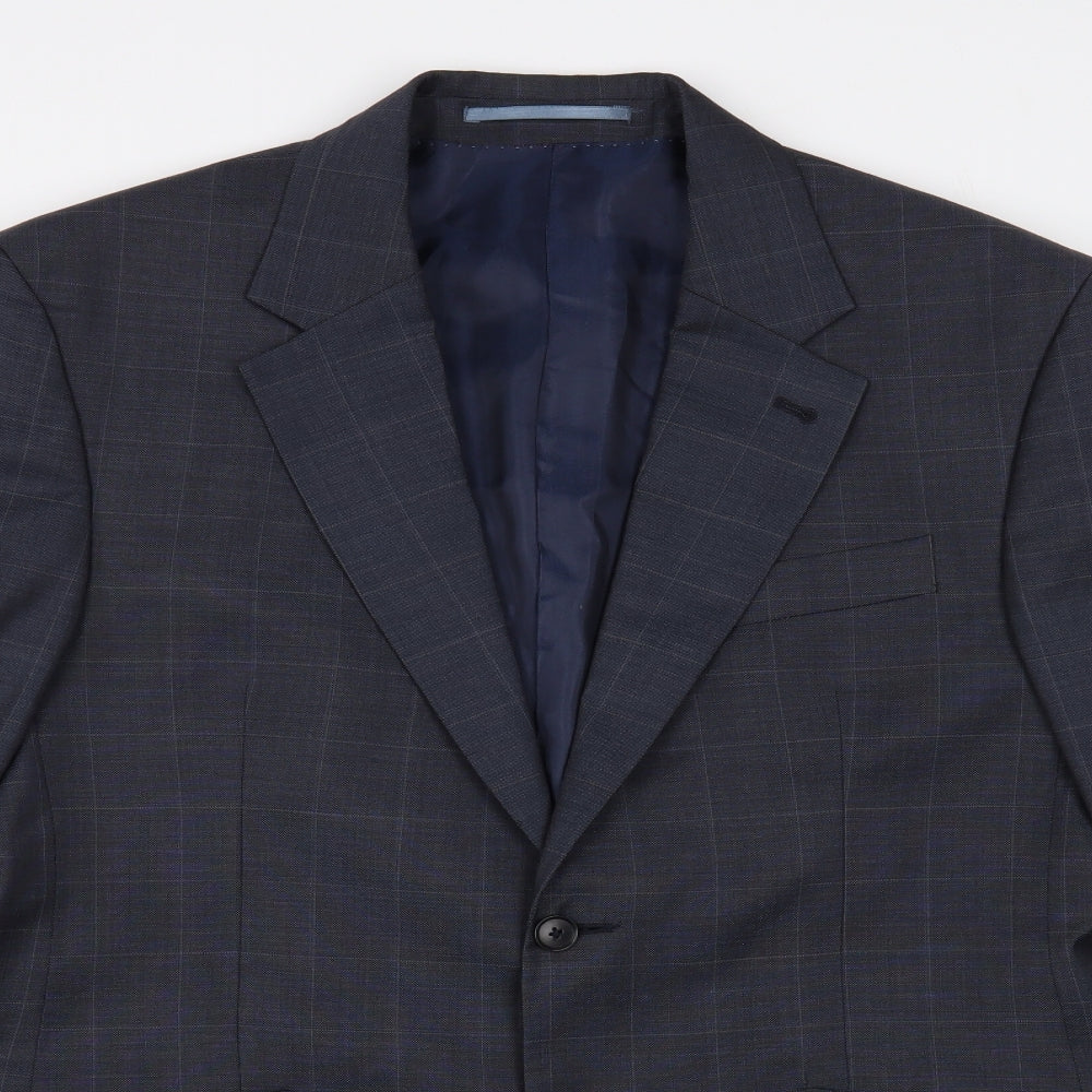 NEXT Mens Grey Check Wool Jacket Blazer Size 42