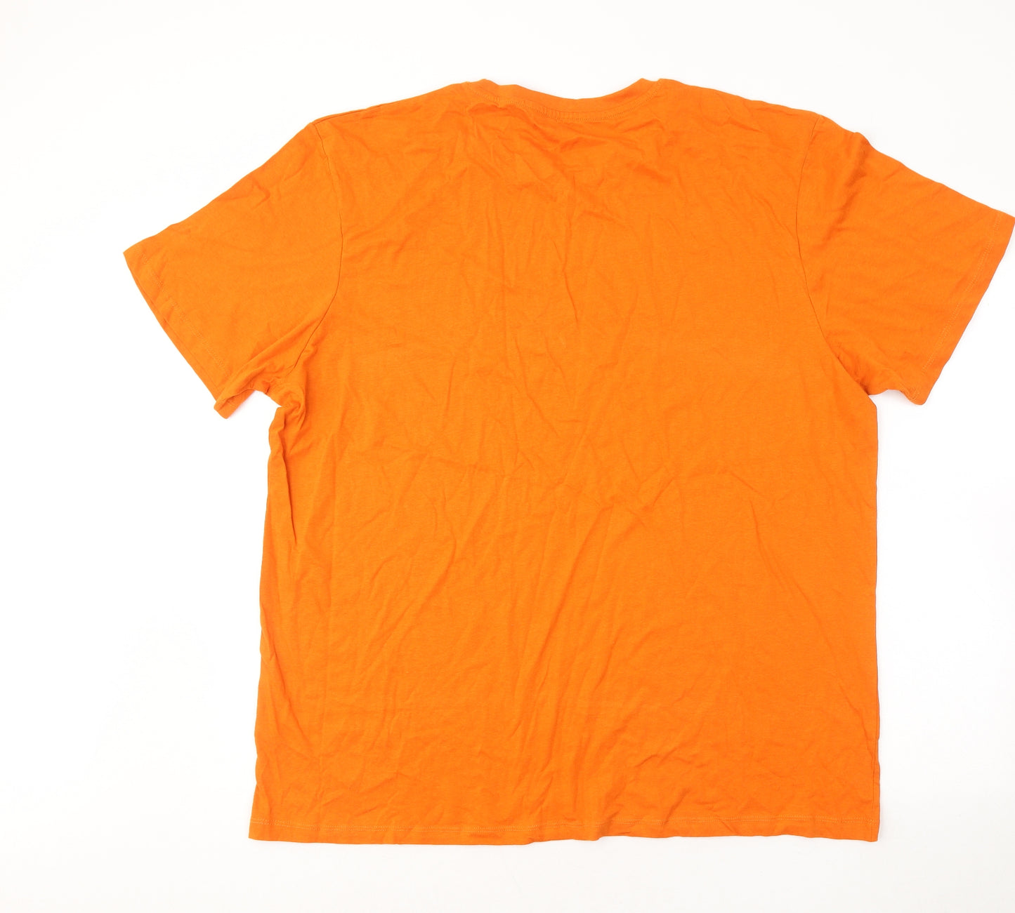 Primark Mens Orange Cotton T-Shirt Size 3XL Roll Neck - Palm Springs