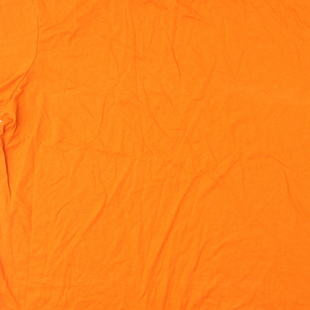 Primark Mens Orange Cotton T-Shirt Size 3XL Roll Neck - Palm Springs
