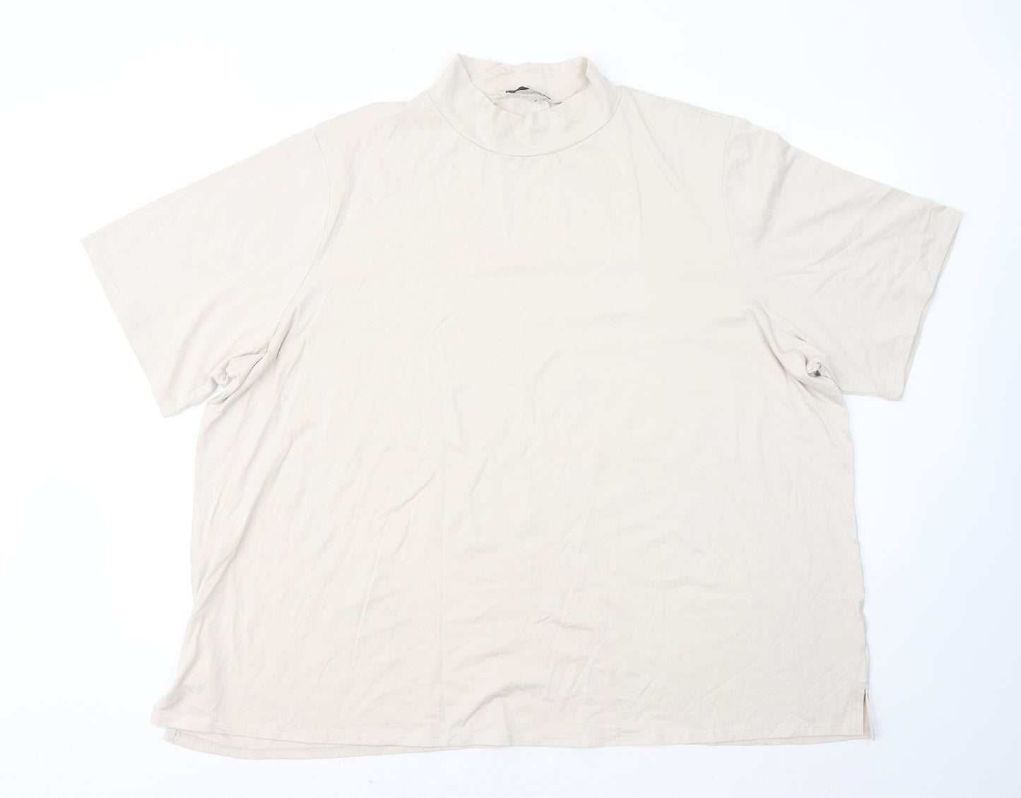 George Womens Beige Modal Basic T-Shirt Size 24 Mock Neck