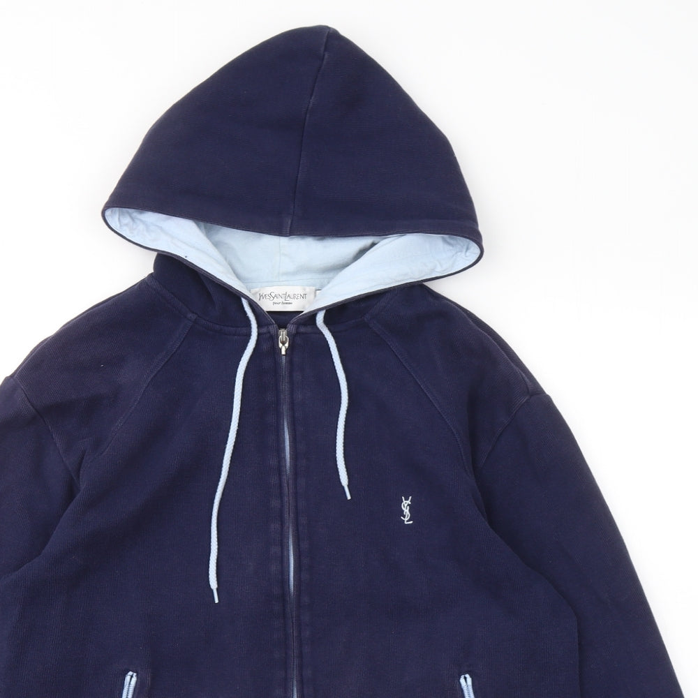 Yves Saint Laurent Womens Blue Cotton Full Zip Hoodie Size M