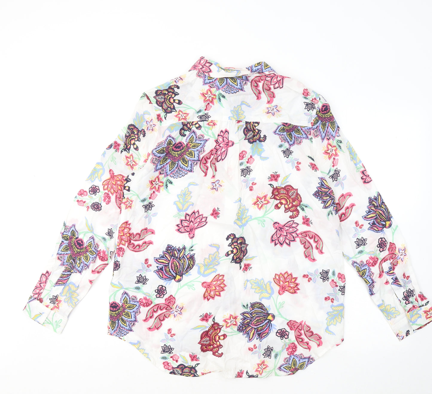 Marks and Spencer Womens Multicoloured Floral Modal Basic Button-Up Size 14 Collared