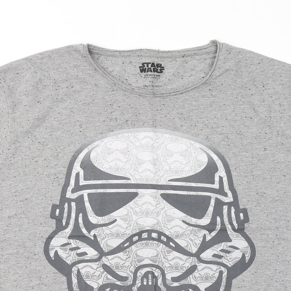 Primark Mens Grey Cotton T-Shirt Size L Round Neck - Star Wars