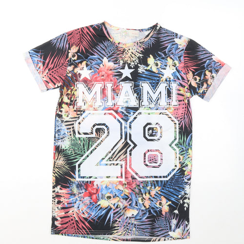 Cameo Rose Womens Multicoloured Floral Polyester Basic T-Shirt Size S Round Neck - Miami 28