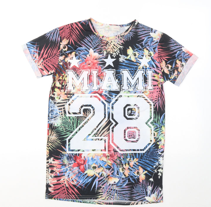Cameo Rose Womens Multicoloured Floral Polyester Basic T-Shirt Size S Round Neck - Miami 28