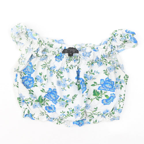 Topshop Womens Multicoloured Floral Polyester Basic Blouse Size 6 Round Neck