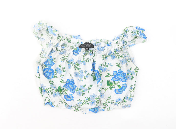 Topshop Womens Multicoloured Floral Polyester Basic Blouse Size 6 Round Neck