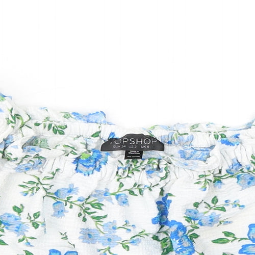 Topshop Womens Multicoloured Floral Polyester Basic Blouse Size 6 Round Neck