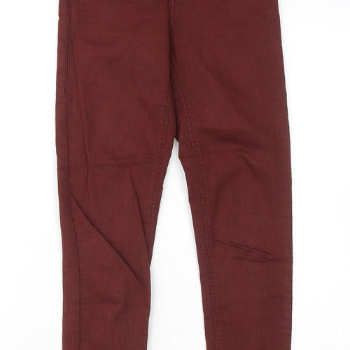 Topshop Womens Red Cotton Jegging Trousers Size 25 in L30 in Regular