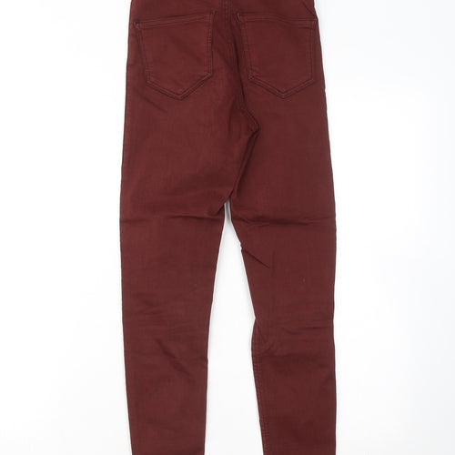 Topshop Womens Red Cotton Jegging Trousers Size 25 in L30 in Regular