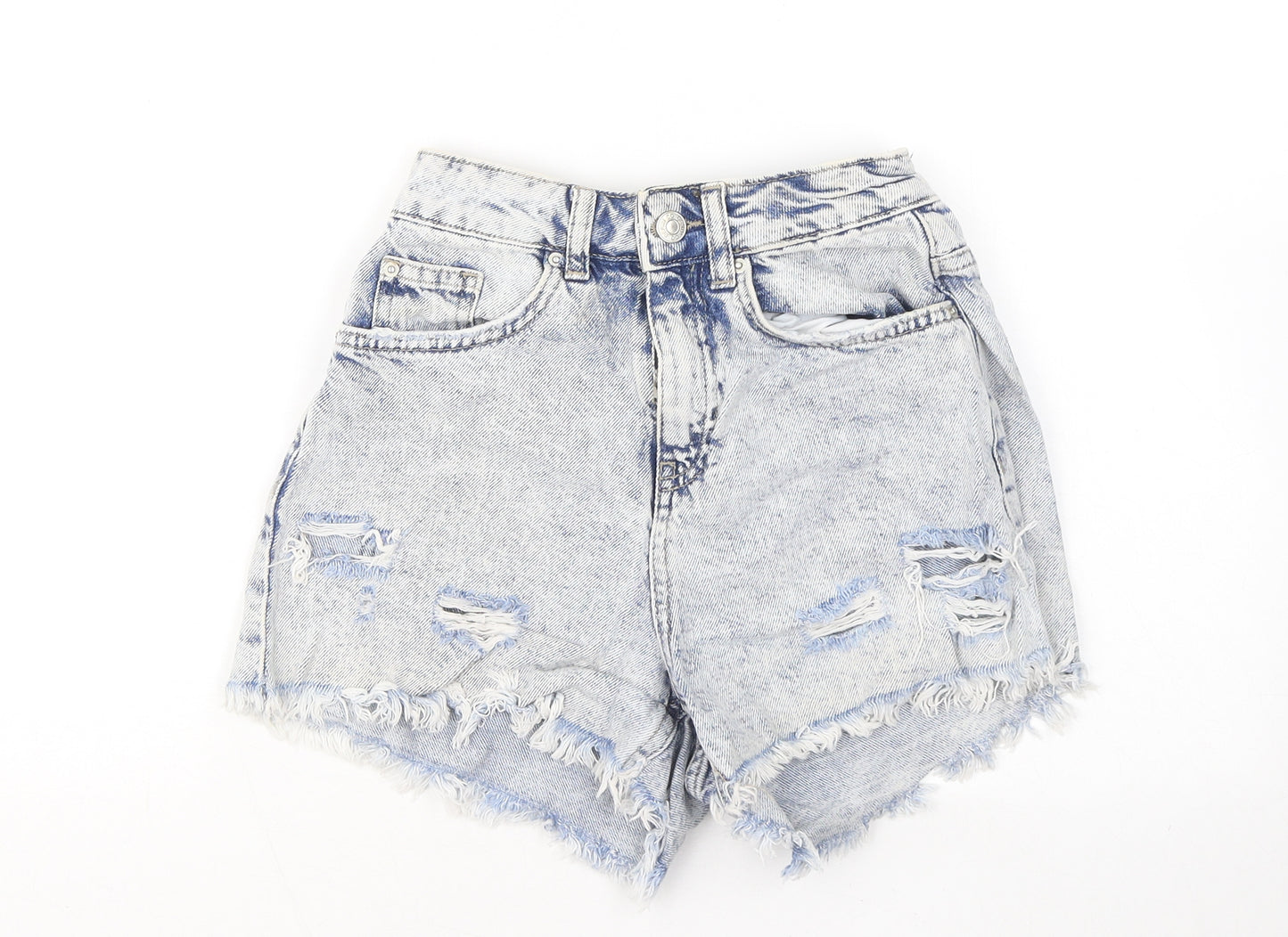 Denim & Co. Womens Blue Cotton Dungaree Shorts Shorts Size 6 Regular