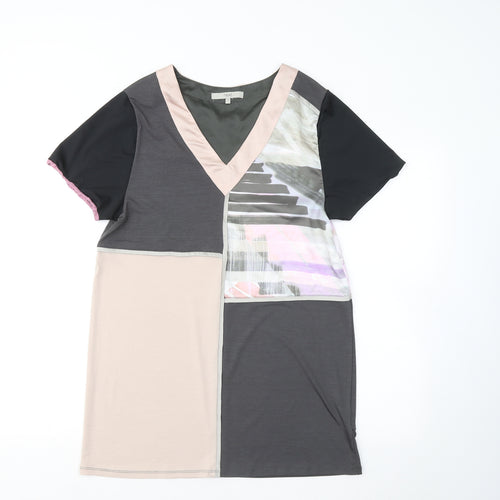 NEXT Womens Multicoloured Polyester Basic T-Shirt Size 10 V-Neck