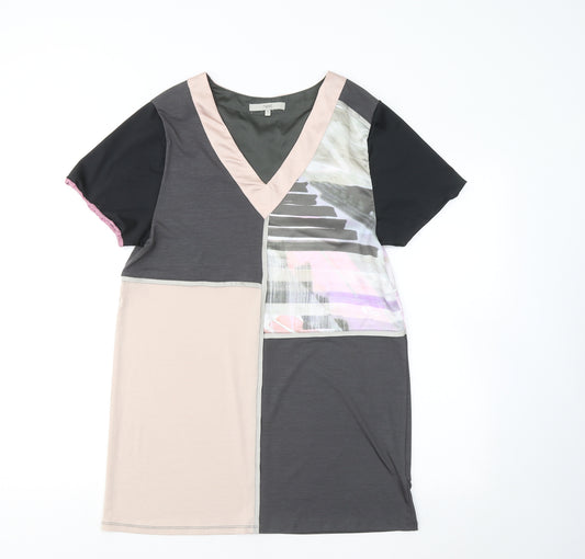 Front view of Next women’s multicoloured polyester basic t-shirt, size UK 10, v-neck