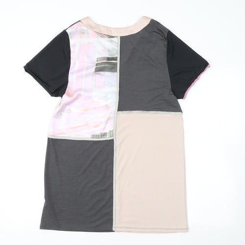 NEXT Womens Multicoloured Polyester Basic T-Shirt Size 10 V-Neck