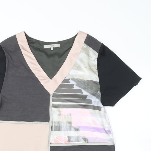 NEXT Womens Multicoloured Polyester Basic T-Shirt Size 10 V-Neck