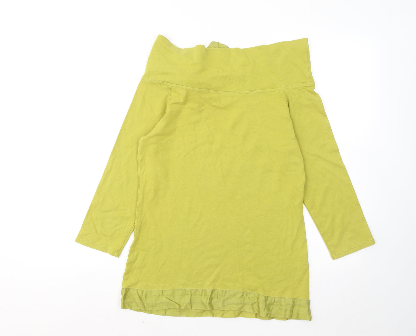 Monsoon Womens Green Acrylic Basic T-Shirt Size 14 Round Neck