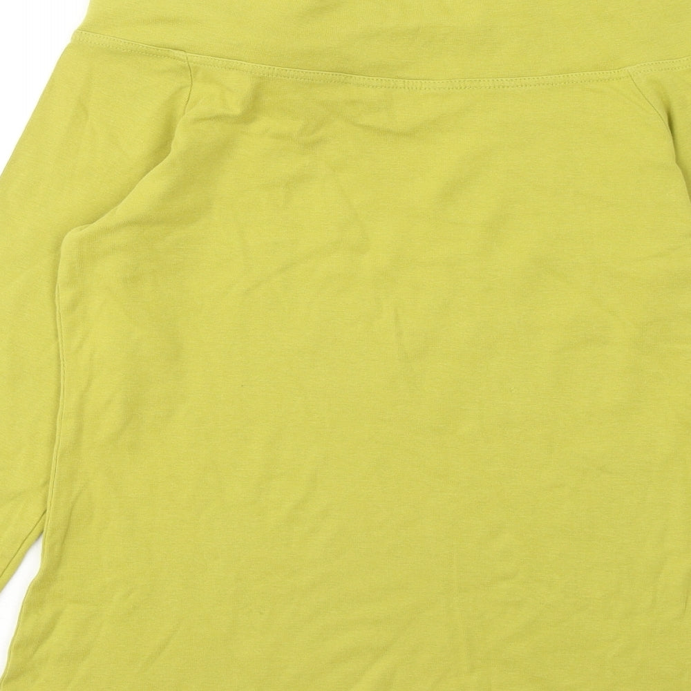 Monsoon Womens Green Acrylic Basic T-Shirt Size 14 Round Neck