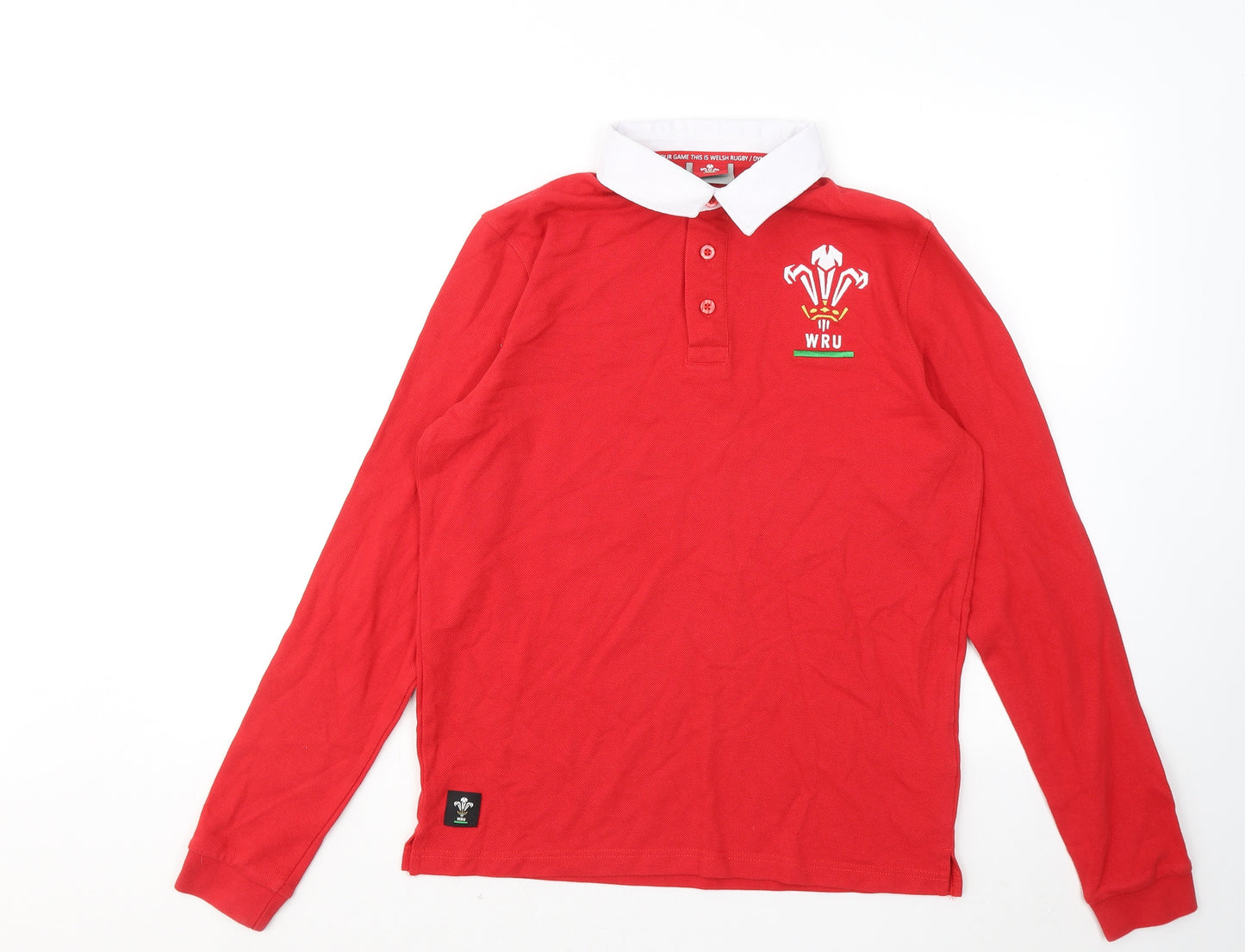 Macron Mens Red Cotton Polo Size S Collared - Welsh Rugby