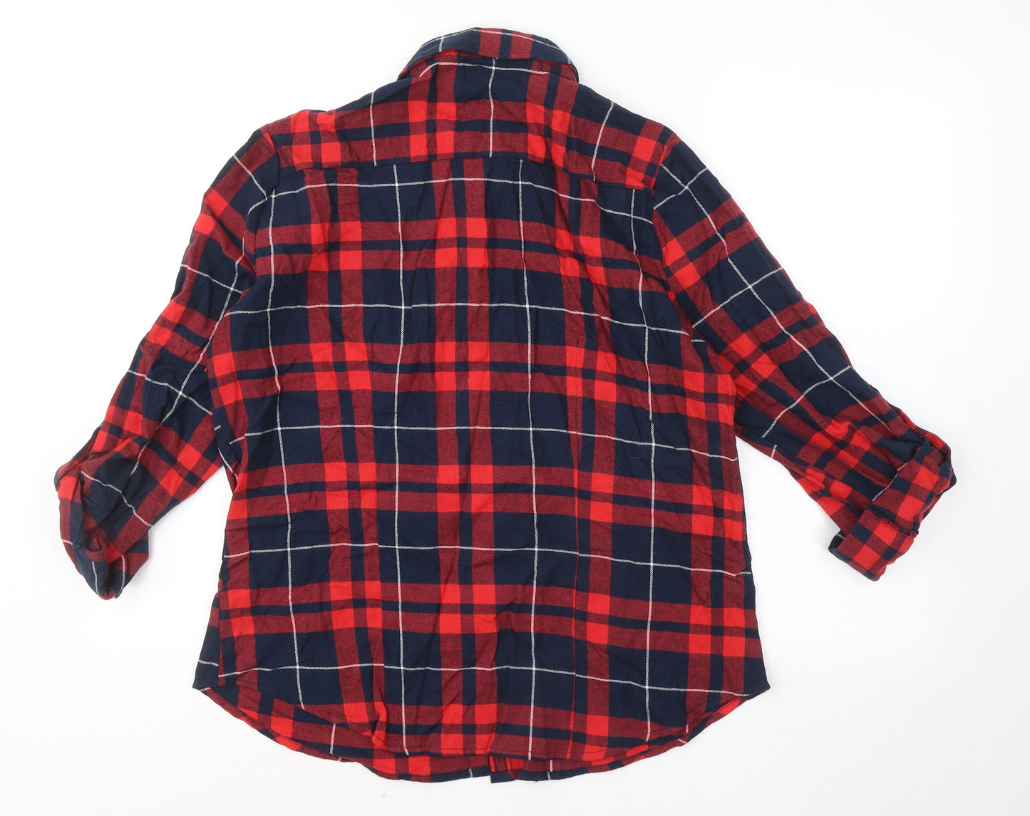Atmosphere Womens Red Plaid Cotton Basic Button-Up Size 14 Collared