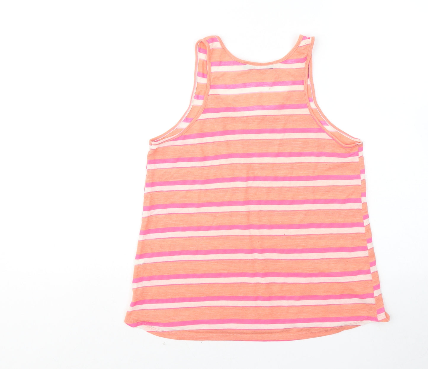 Atmosphere Womens Orange Striped Polyester Basic Tank Size 8 Round Neck