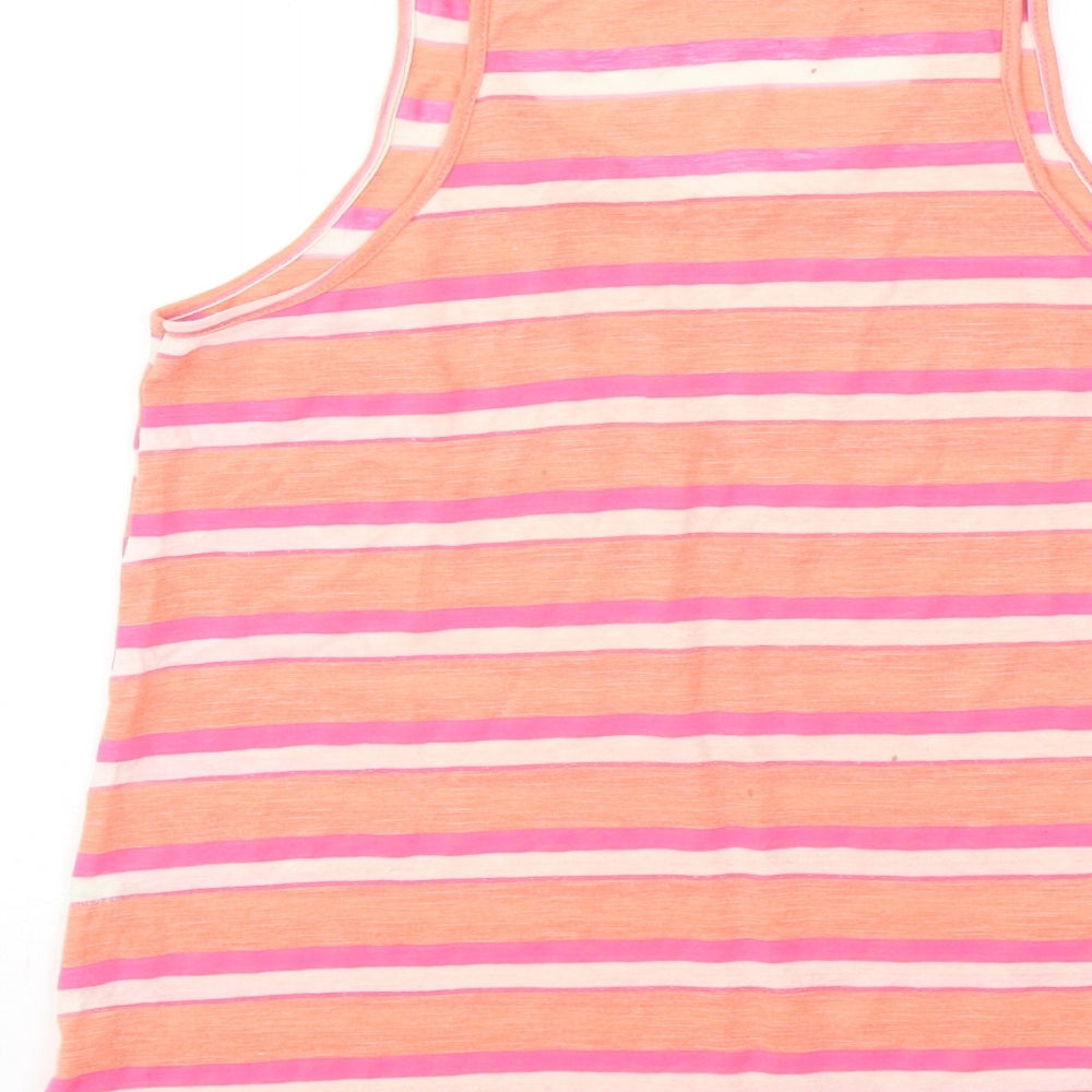 Atmosphere Womens Orange Striped Polyester Basic Tank Size 8 Round Neck