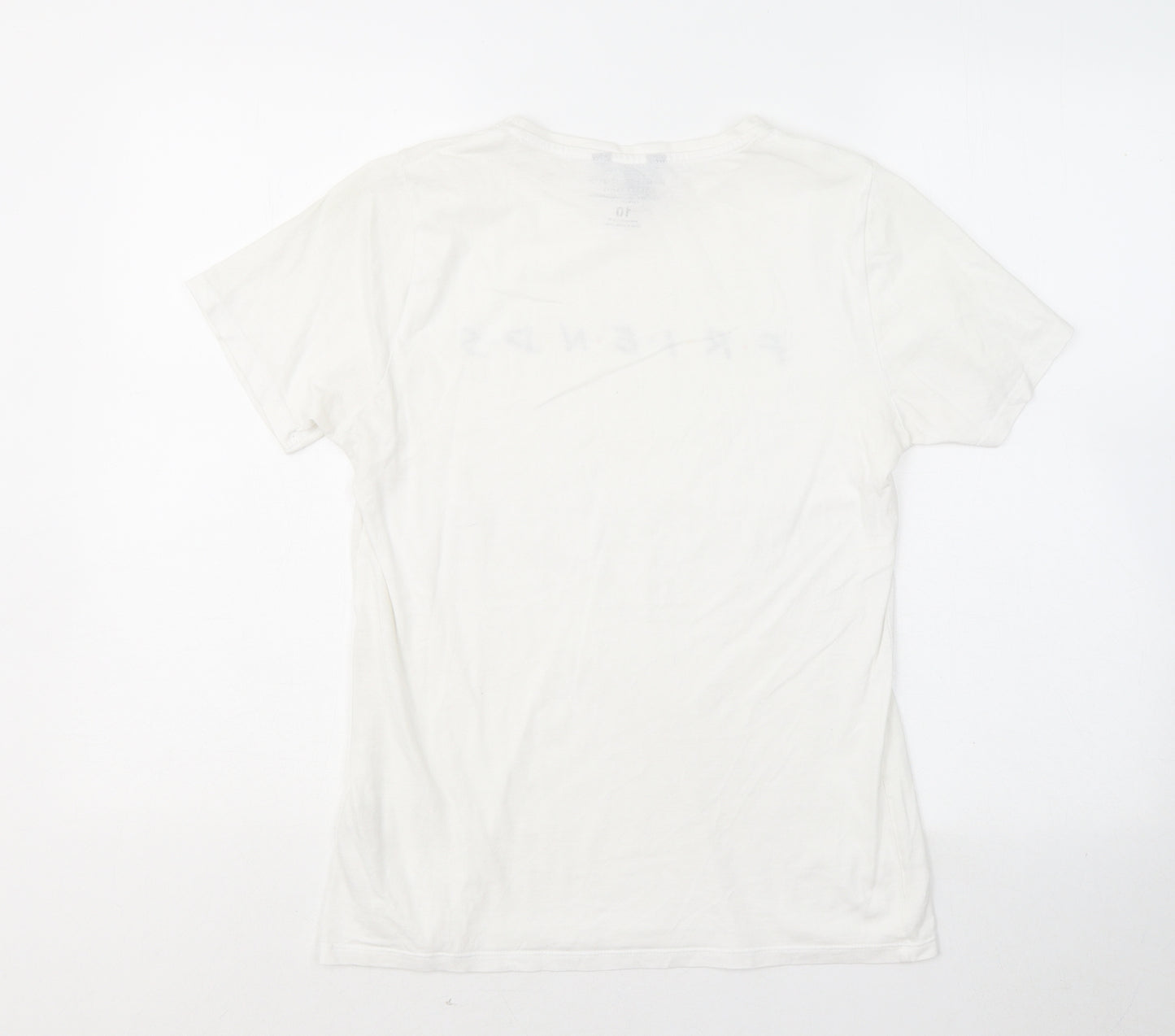 New Look Womens White Cotton Basic T-Shirt Size 10 Round Neck - Friends