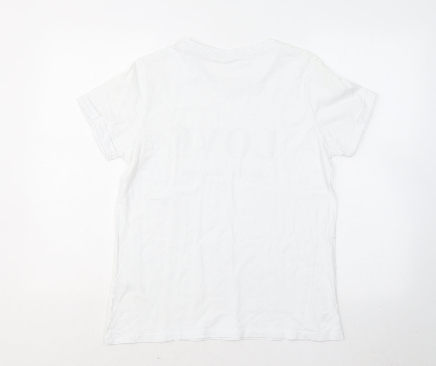 Primark Womens White Cotton Basic T-Shirt Size 10 Round Neck - Love is the answer