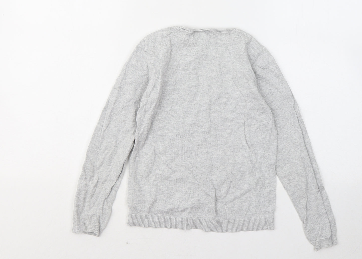 H&M Girls Grey Round Neck Cotton Pullover Jumper Size 6-7 Years - Monkeys