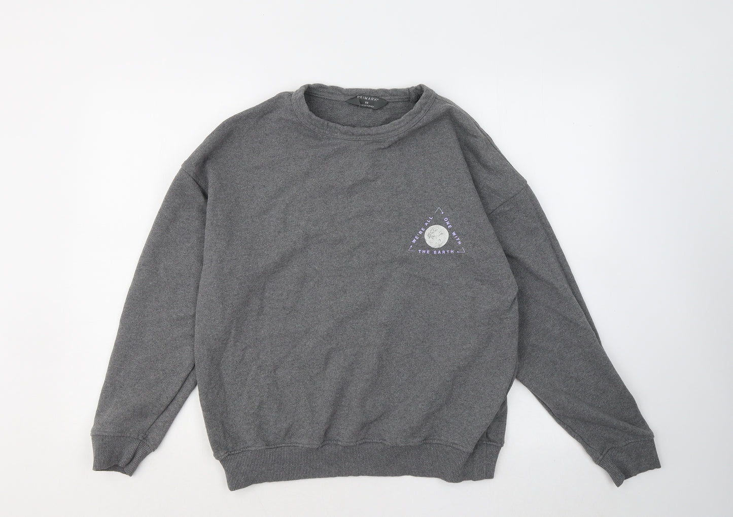 Primark Mens Grey Cotton Pullover Sweatshirt Size XS - we're all one with the earth