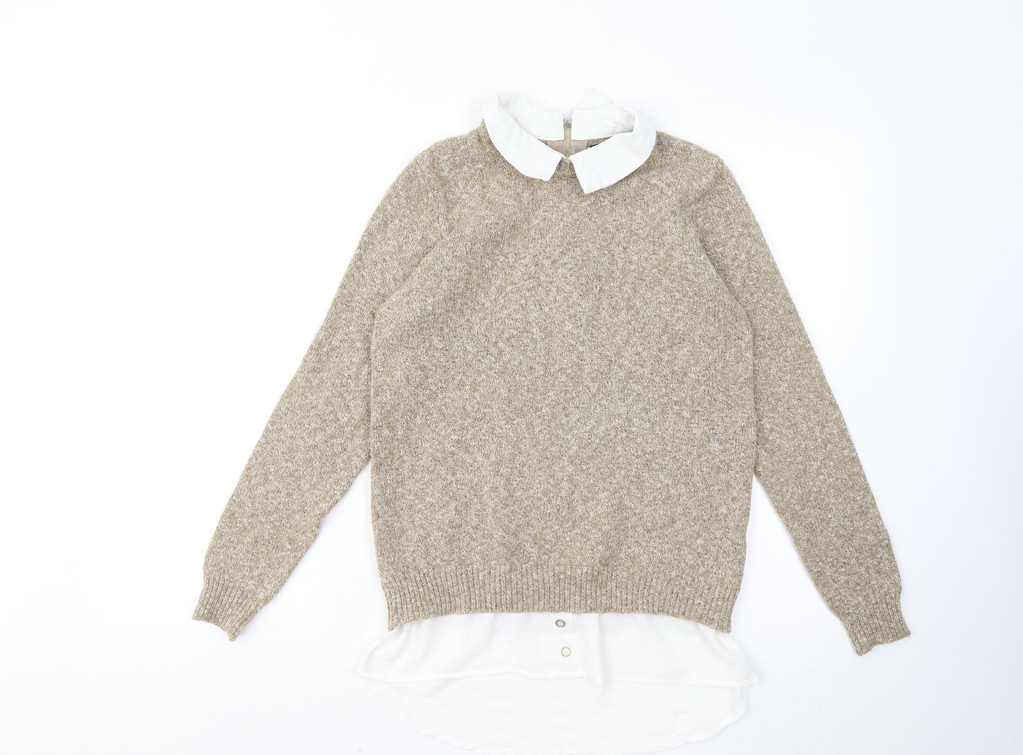 Atmosphere Womens Brown Collared Acrylic Pullover Jumper Size 10