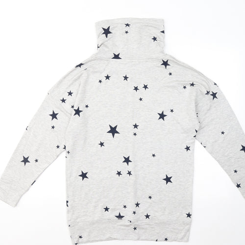 Marks and Spencer Womens Grey Geometric Viscose Pullover Sweatshirt Size 8 - Stars