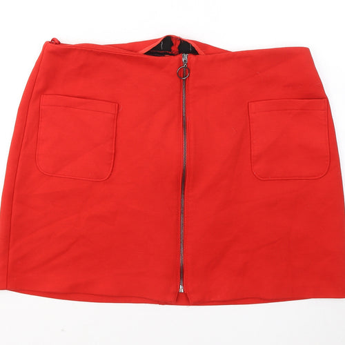 Red Herring Womens Red Viscose A-Line Skirt Size 18