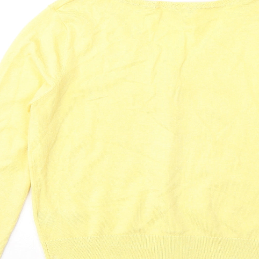 M&Co Womens Yellow V-Neck Viscose Pullover Jumper Size 12