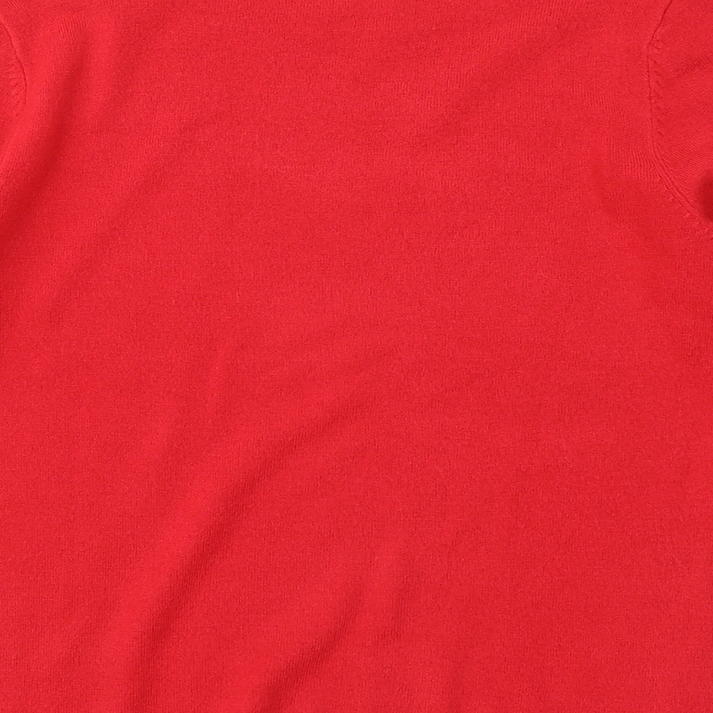 Petite Womens Red Round Neck Acrylic Pullover Jumper Size L
