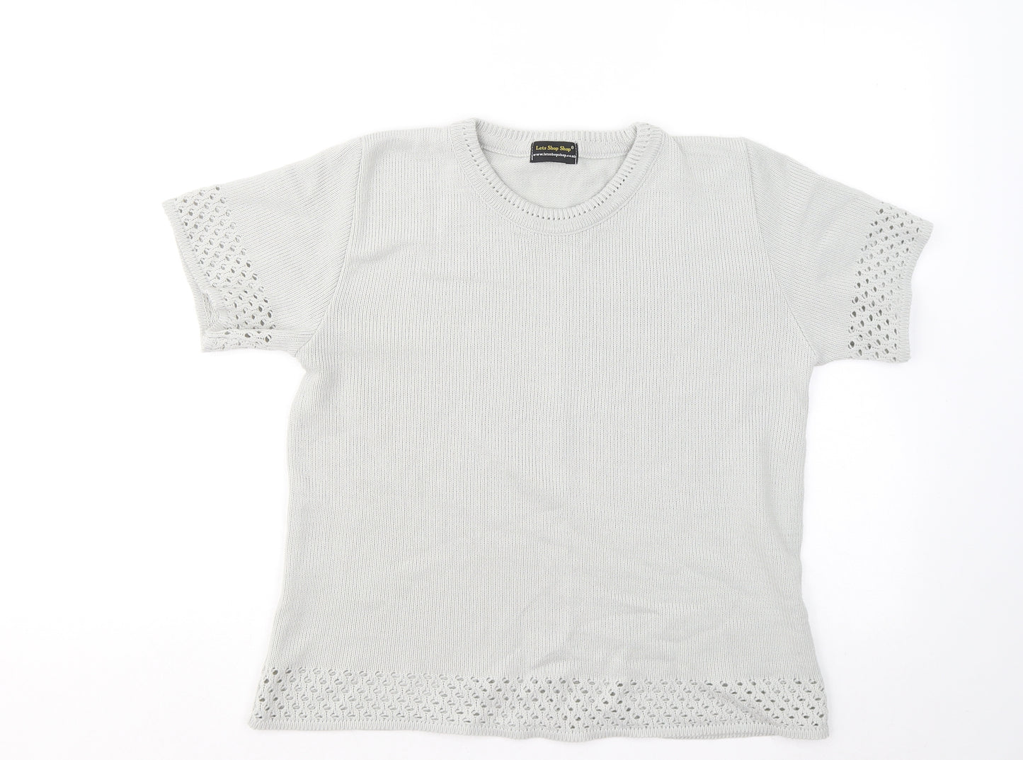 letsshopshop Womens Grey Round Neck Acrylic Pullover Jumper Size S