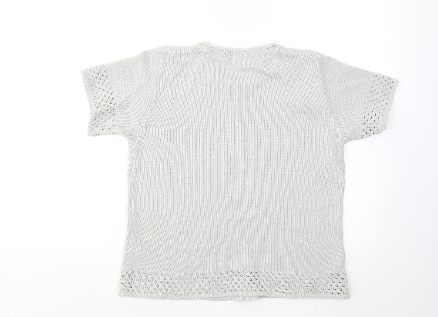 letsshopshop Womens Grey Round Neck Acrylic Pullover Jumper Size S