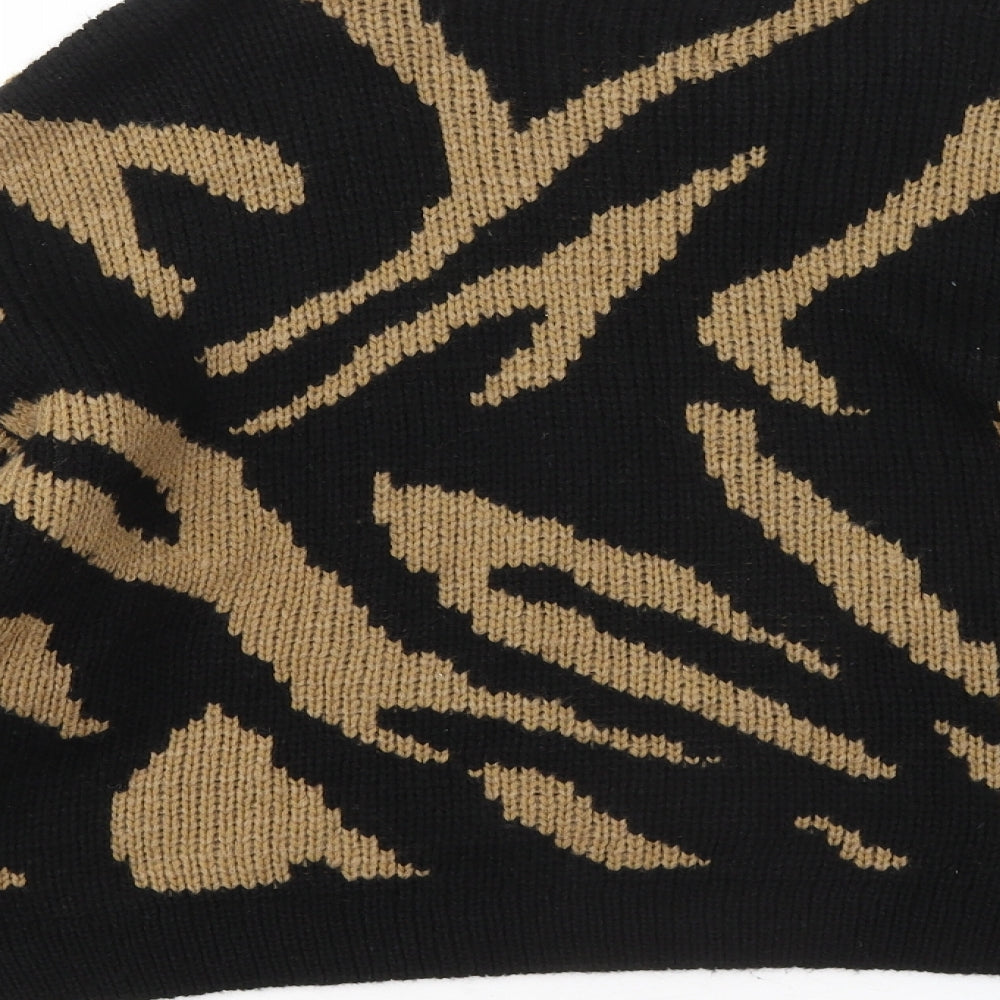 ASOS Womens Black Round Neck Animal Print Acrylic Pullover Jumper Size 10