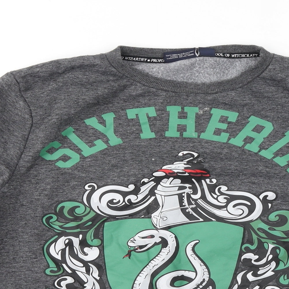 Primark Womens Grey Cotton Pullover Sweatshirt Size 10 - Harry Potter Slytherin