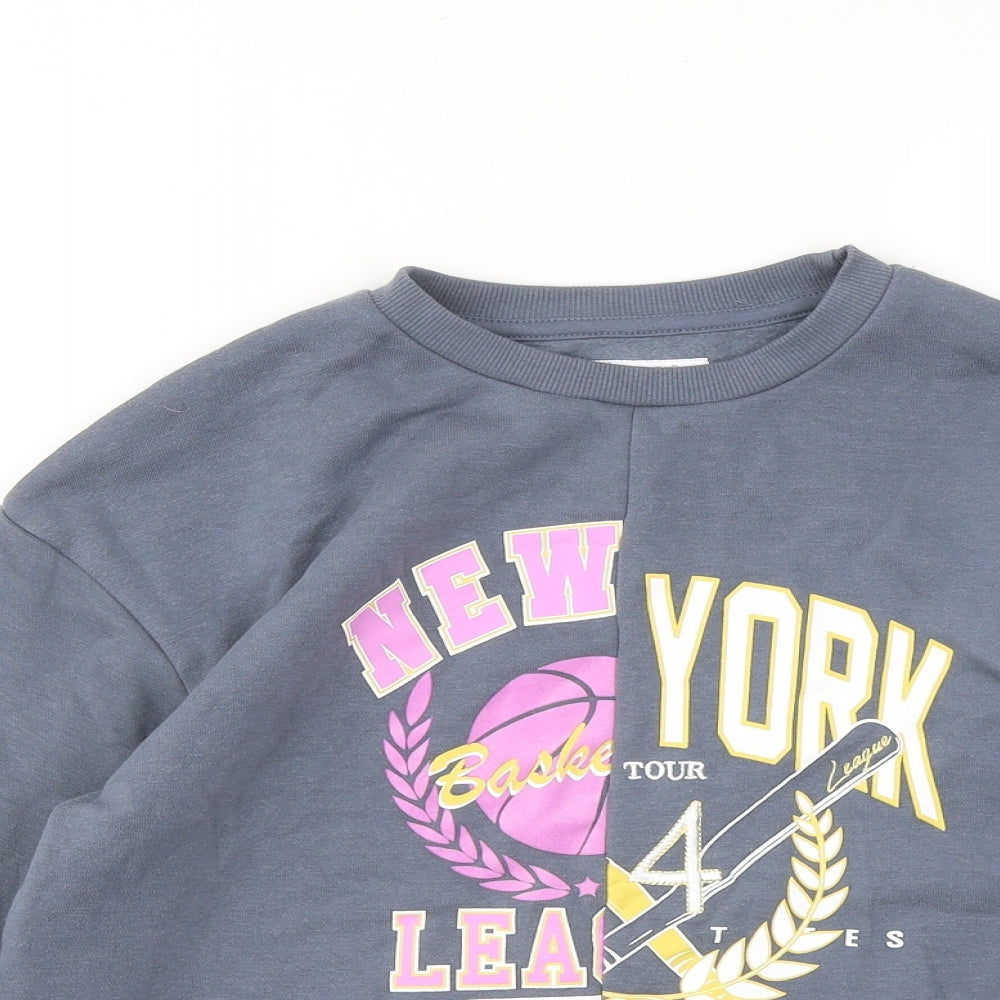 Primark Girls Grey Cotton Pullover Sweatshirt Size 9-10 Years - New York