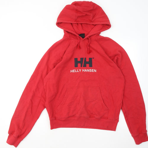 Helly Hansen Mens Red Cotton Pullover Hoodie Size M