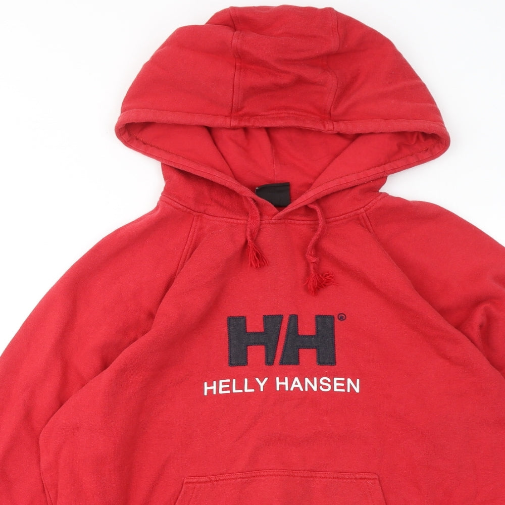 Helly Hansen Mens Red Cotton Pullover Hoodie Size M