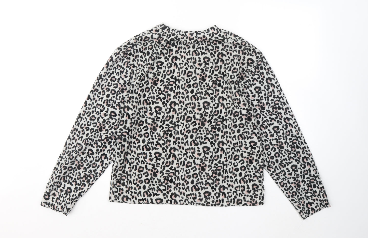 Dorothy Perkins Womens White Round Neck Animal Print Polyester Pullover Jumper Size M