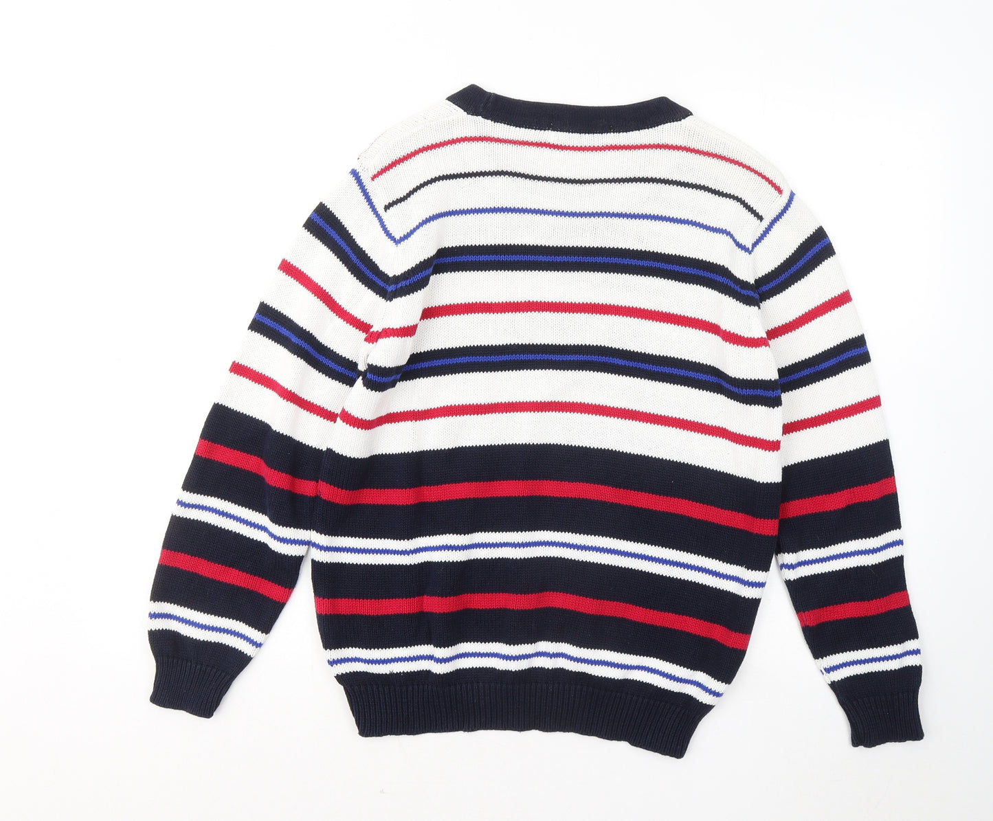 EWM Womens Multicoloured Round Neck Striped Cotton Pullover Jumper Size 18